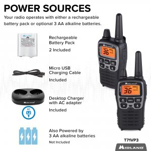 Midland T71VP3 T71 X-talker 2way Radios Black