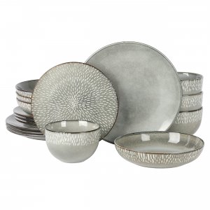 Gibson 138958.16 Elite Matisse 16 Piece Stoneware Dinnerware Set In Gr