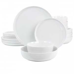 Gibson 131058.16 Home White Deco 16 Piece Fine Ceramic Dinnerware Set 