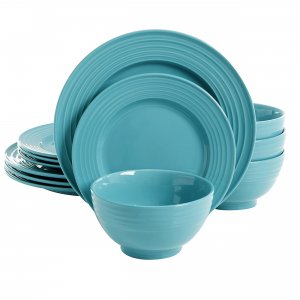 Gibson 90712.12 Home Plaza Cafe 12 Piece Stoneware Dinnerware Set In T