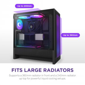 Nzxt CC-H52FB-R1 H5 Flow Rgb Mid Tower Case - Dark Tinted Glass