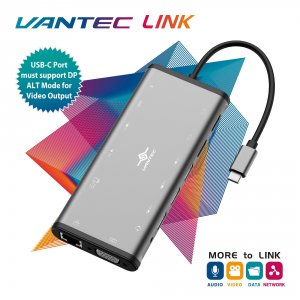 Vantec CB-CU305MDSH Usb C 14-in-1 Multi-function Adapter With 100w Pd