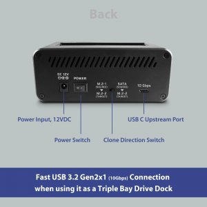 Vantec NST-DM12C31 Nexstar Jx Triple Bay Usb 3.2 Dock With Clone Funct