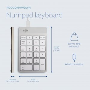 Rgo RGOCONMWDWH R-go Numpad Break, Numeric Keypad, Wired, White