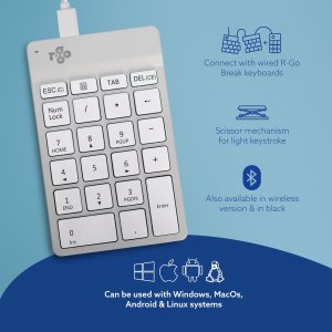 Rgo RGOCONMWDWH R-go Numpad Break, Numeric Keypad, Wired, White