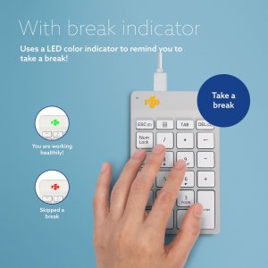 Rgo RGOCONMWDWH R-go Numpad Break, Numeric Keypad, Wired, White