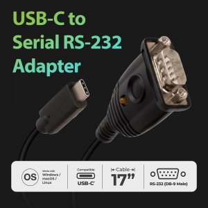 Iogear GUC232C Usb-c To Serial Rs-232 Adapter, Pc, Macos, Linux, Db9, 