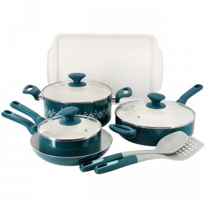 North 87069.10R Spice By Tia Mowry 10 Piece Ceramic Nonstick Aluminum 