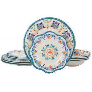 Gibson 130982.12 Home 12 Piece Tamara Melamine Dinnerware Set In White