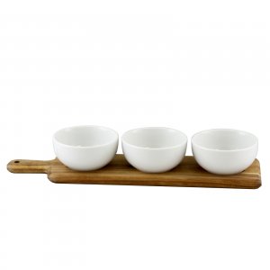 Gibson 116346.04 Gracious Dining 3-piece Tidbit Bowl Set On Wood Paddl