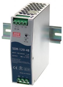 Black SDR-120-48 Din Rail Ind Power Supply 120w 48vdc