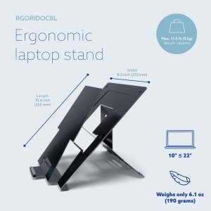 Rgo RGORIDOCBL R-go Riser Document Laptop Stand, Black, Taa Compliant