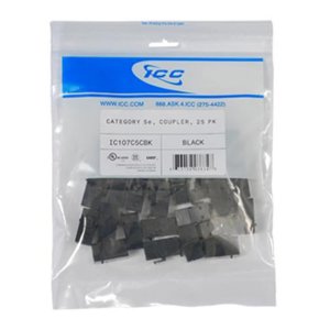 International IC107C5CBK Black Cat 5e Module Coupler - 25 Pack For Net