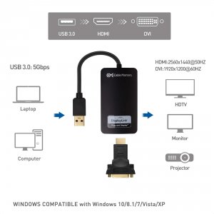 Cable 103046-BLK Usb 3.0 To Hdmidvi Adapter Up To 2560x1440 In Black