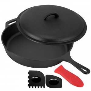 Megachef MCCI-7756CV 12 Inch Pre-seasoned Cast Iron Skillet With Cast 