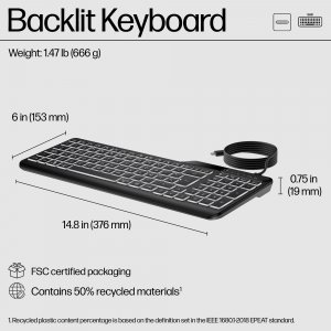 Hp 7N7C0AA#ABA Hp 400 Wired Backlit Keyboard