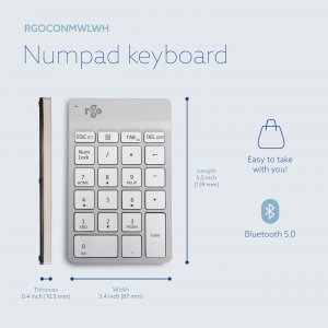 Rgo RGOCONMWLWH R-go Numpad Break, Numeric Keypad, Bluetooth, White