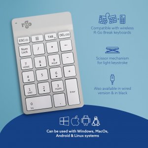 Rgo RGOCONMWLWH R-go Numpad Break, Numeric Keypad, Bluetooth, White