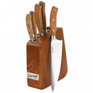 Cravings 123123.06 6 Piece Stainless Steel Cutlery And Wood Block Set