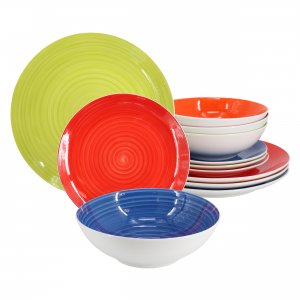 Hometrends 129480.12 Crenshaw 12 Piece Fine Ceramic Dinnerware Set In 