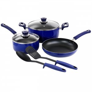 Oster 128654.07 7 Piece Non Stick Aluminum Cookware Set In Blue