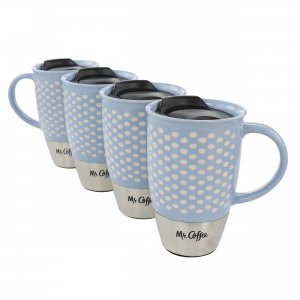 Mr 138933.01 Mr. Coffee Coupleton Dot 4 Piece 15 Ounce Stoneware And S