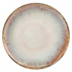 Cravings 100578.01 15.9 Inch Round Enameled Mango Wood Platter In Blus