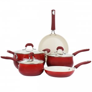 Oster 94244.08 Corbett 8 Piece Nonstick Aluminum Cookware Set In Red