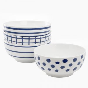 Gap 135023.04R Home 4 Piece 6 Inch Round Fine Ceramic Bowls Set In Ass