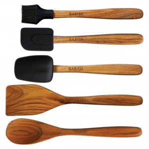 Babish 142420.05 5 Piece Wood And Silicone Essential Kitchen Tool Set 