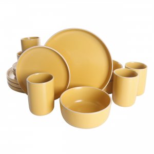 Gap 80708.16R Home 16 Piece Round Stoneware Dinnerware Set In Matte Ye