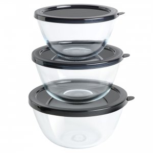 Babish 131309.06R 6 Piece Borosilicate Glass Mixing Bowl Set With Lids