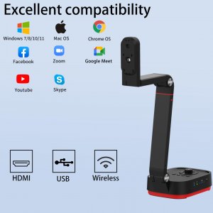 Qomo QPC 100W 4k Wirelesshdmiusb Document Camera, 13 Mp Flip Camera, E