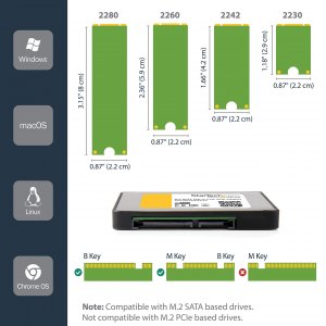 Startech SAT2M2NGFF25 Convert An M.2 Solid-state Drive Into A Standard