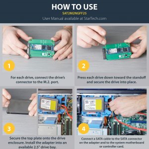 Startech SAT2M2NGFF25 Convert An M.2 Solid-state Drive Into A Standard