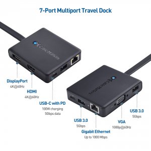 Cable 201431-BLK Usb-c Multiport Adapter With Hdmi, Dp Amp; Vga