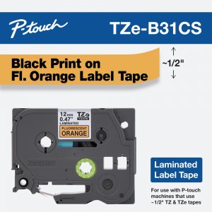 Brother TZEB31CS Tape Cass. (tze-b31 Blackfluorescent Orange Bulk)