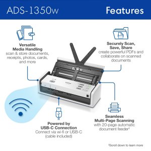 Brother ADS-1350W Ads-1350w Scanner