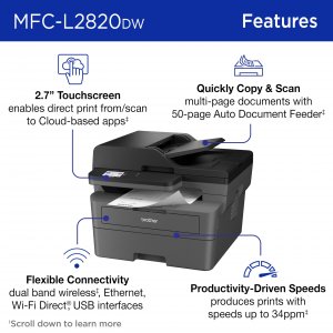 Brother MFCL2820DW Multifunction Laser Printer