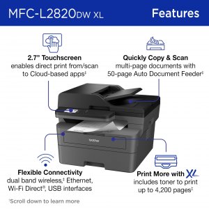 Brother MFCL2820DWXL Soho Multifunction Printer