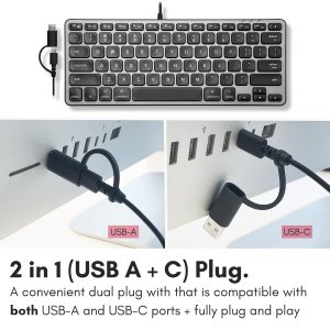 Macally UCAMINIZHUB Usb C A Mac Keyboard With Hub