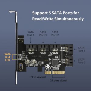 Vantec UGT-ST655 5-port Sata Iii Pcie X4 Host Card