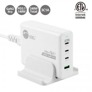 Siig AC-PW1X11-S1 Ac Ac-pw1x11-s1 240w Gan Pd 3.1 Charger 3c1a 3x Usb-