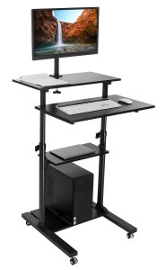 Mount-it! MI-7942B Mobile Stand Up Desk - Height Adjustable - Black